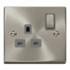 Click VPSC535GY 13A Ingot 1 Gang Double Pole Switched Socket Outlet - Satin Chrome